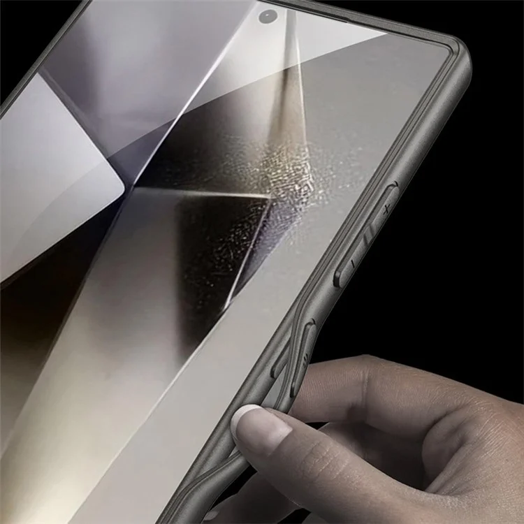 GKK For Samsung Galaxy S23 Ultra Case PC+TPU Circuit Pattern AG Skin-Touch Phone Cover - Titanium Grey
