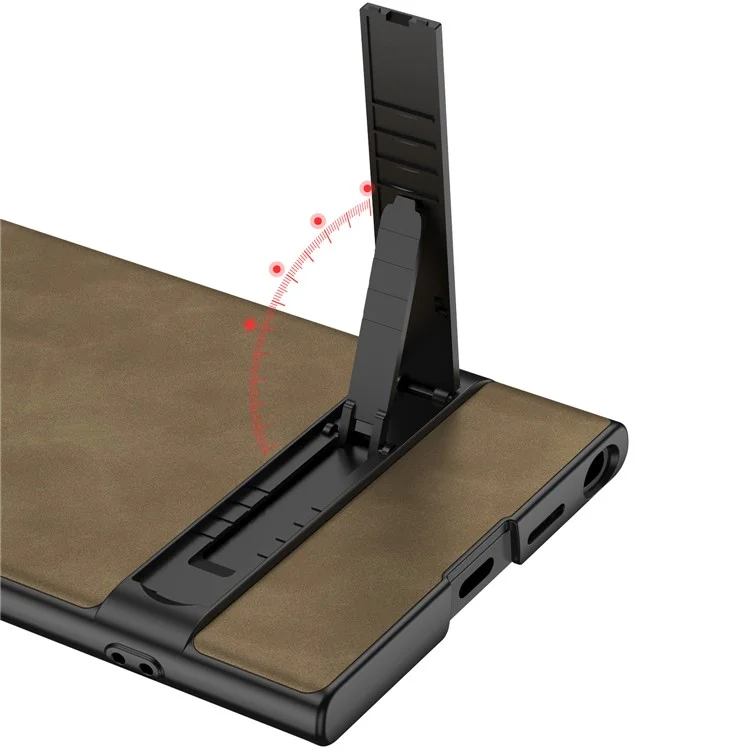 GKK Für Samsung Galaxy S23 Ultra Case Matte Lederüberzogene PC Slim Handyhülle mit Ständer - Matte Grau