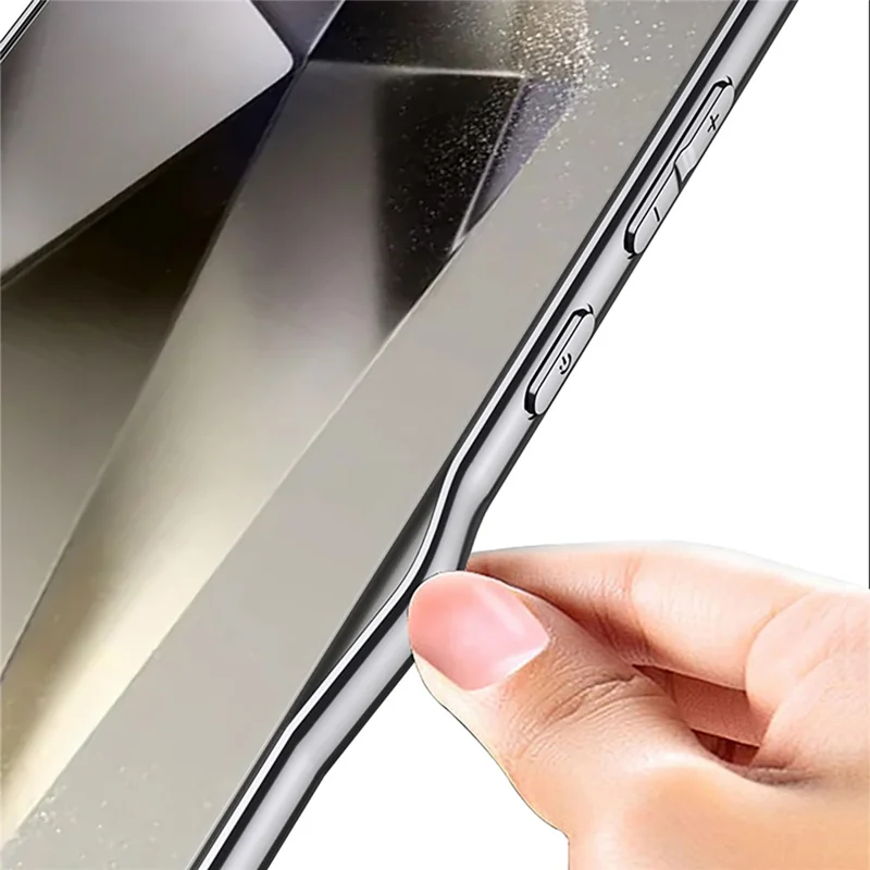 GKK For Samsung Galaxy S24 Ultra Case Electroplating PU Leather+PC Phone Cover - Titanium Black