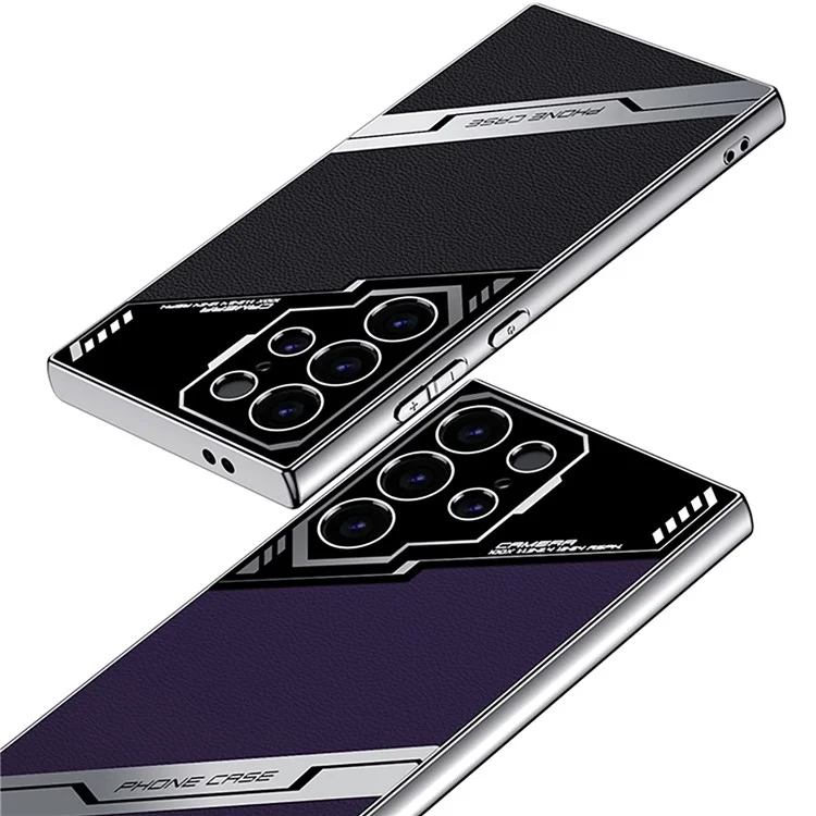 GKK Pour Samsung Galaxy S23 Ultra Étui Revêtement de Cuir Texturé PC Ultra Fin Housse de Téléphone Slim - Titane Noir