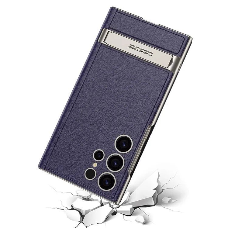 GKK For Samsung Galaxy S24 Ultra Phone Case Hidden Kickstand Leather Flip Cover with Card Holder - Black