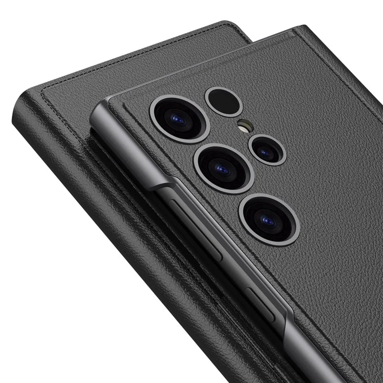 GKK For Samsung Galaxy S23 Ultra Leather Flip Case with Card Holder+Hidden Kickstand - Black