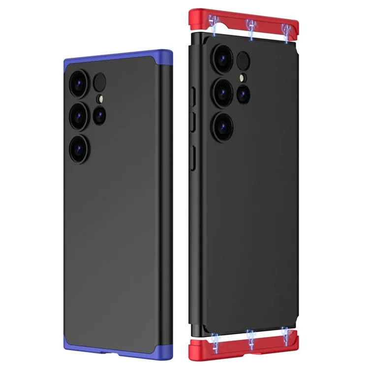 For Samsung Galaxy S24 Ultra Case 3-Piece Matte Surface Hard PC Shell Phone Cover - Black  /  Red