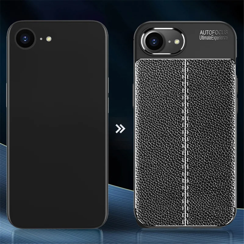 For iPhone 16e Cell Phone Case Litchi Texture TPU Back Cover - Black