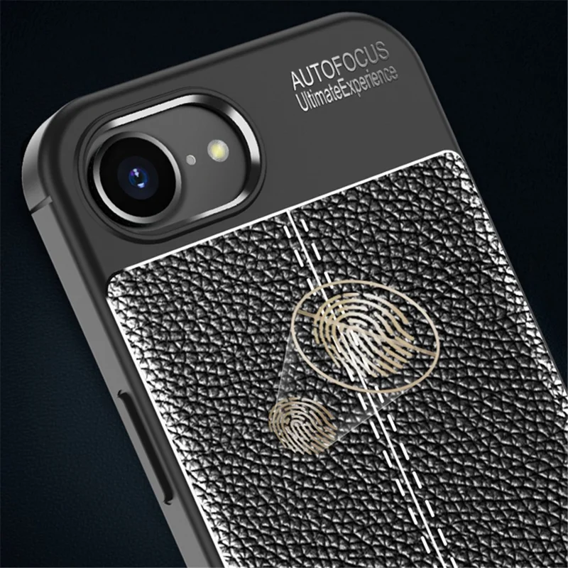 For iPhone 16e Cell Phone Case Litchi Texture TPU Back Cover - Black