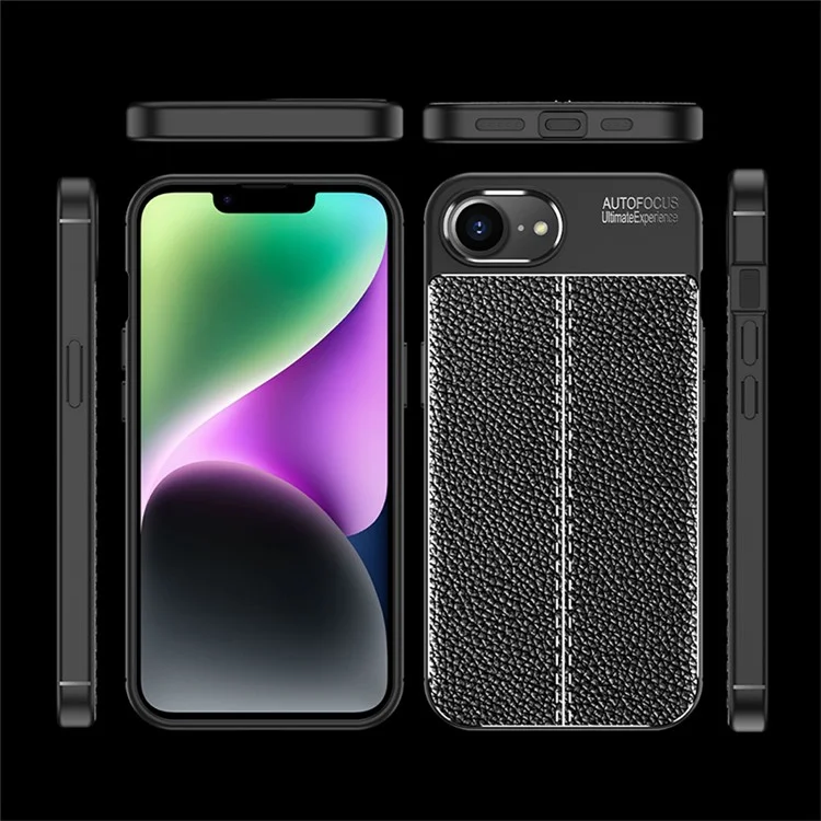 Coque pour iPhone SE (2024) - Texture Litchi Étui de Téléphone en TPU - Bleu