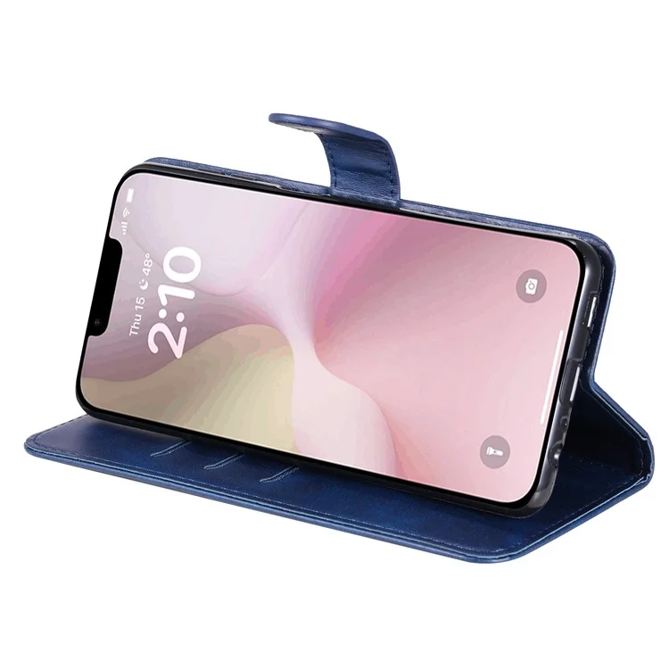 For iPhone 16e Wallet Case Zipper Pocket Leather Phone Cover Wholesale - Blue