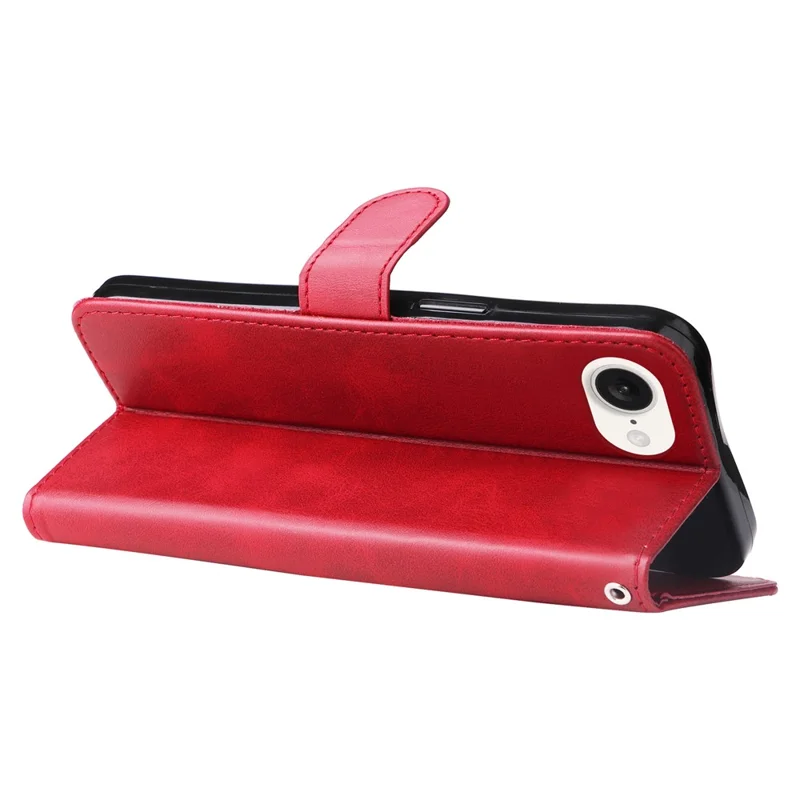For iPhone 17e / 16e Wallet Case Zipper Pocket Leather Phone Cover   - Red