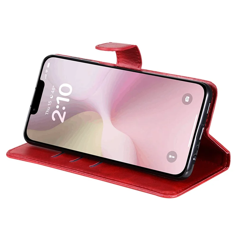 For iPhone 17e / 16e Wallet Case Zipper Pocket Leather Phone Cover   - Red
