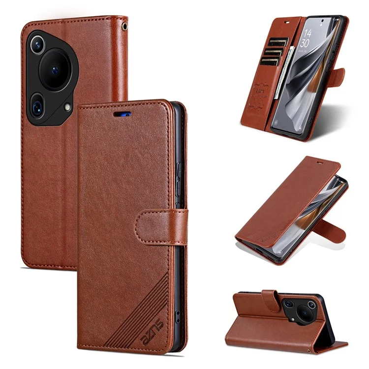 AZNS für Huawei Pura 70 Ultra Hülle Faltbarer Ständer PU-Leder Brieftasche Handyhülle - Braun