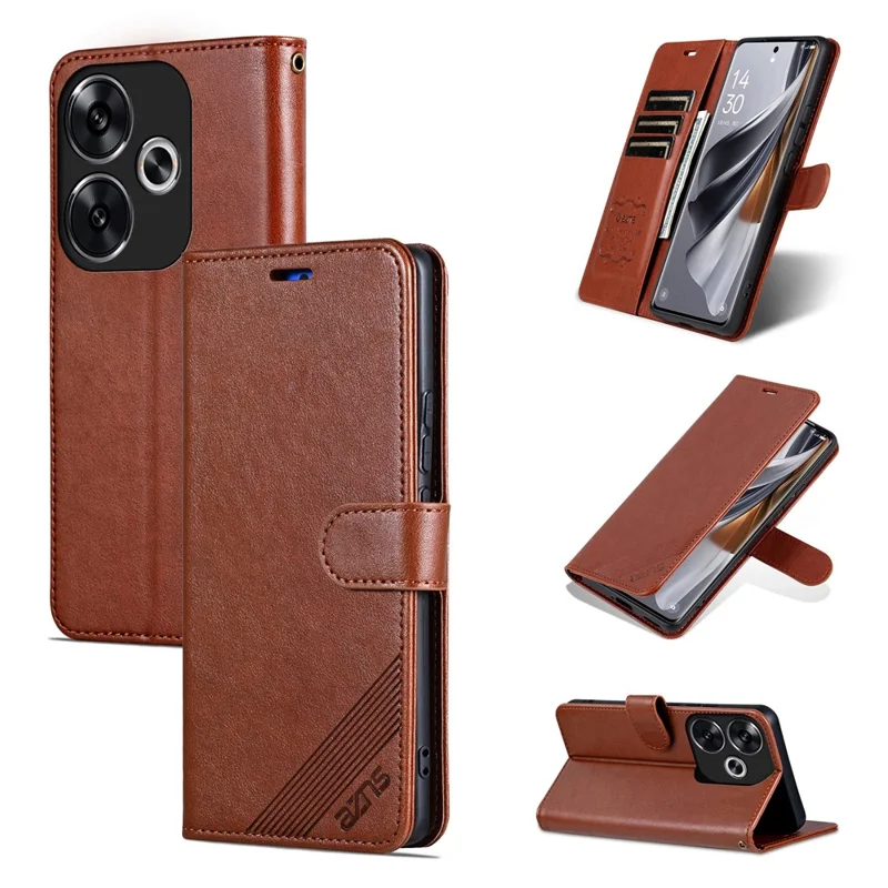 AZNS For Xiaomi Redmi Turbo 3 5G / Poco F6 5G Wholesale Phone Case Wallet Leather Flip Phone Cover - Brown