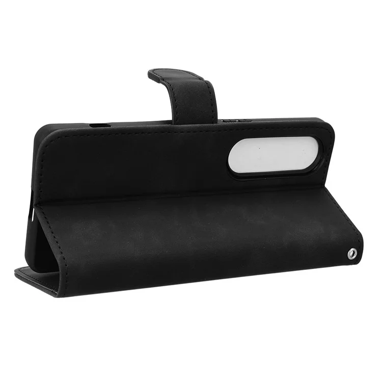For Sony Xperia 1 VI Wallet Phone Case Skin-Touch PU Leather Stand Phone Cover - Black