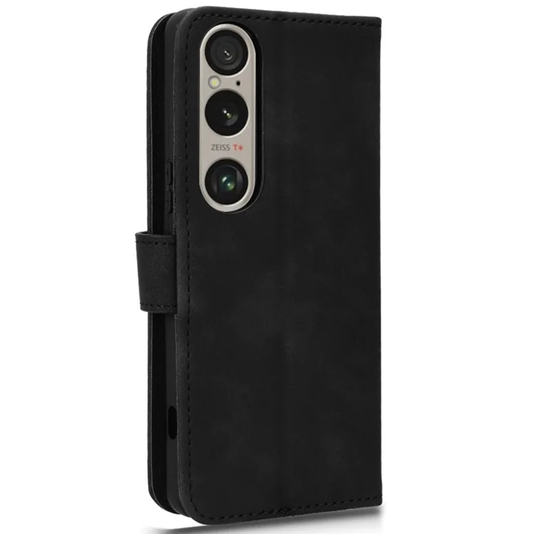 For Sony Xperia 1 VI Wallet Phone Case Skin-Touch PU Leather Stand Phone Cover - Black