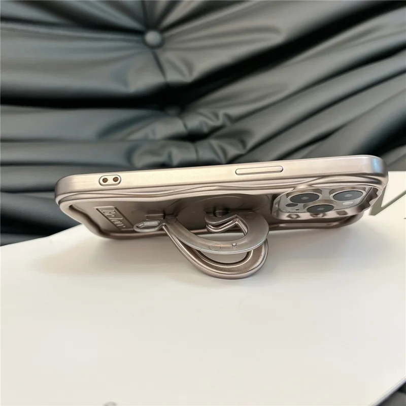 For iPhone 13 Pro Max 6.7 inch Cover Heart Shape Kickstand TPU Electroplated Cell Phone Case - Purple