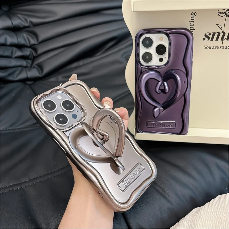 Kickstand TPU Phone Case for iPhone 15 Pro Slim-Fit TPU Electroplated Wholesale Mobile Phone Cover - Titanium Grey