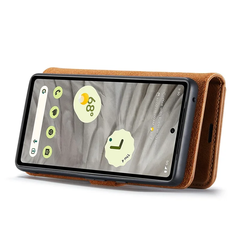 DG.MING for Google Pixel 8a Case Removable 2 in 1 Split Leather Folio Phone Cover - Brown