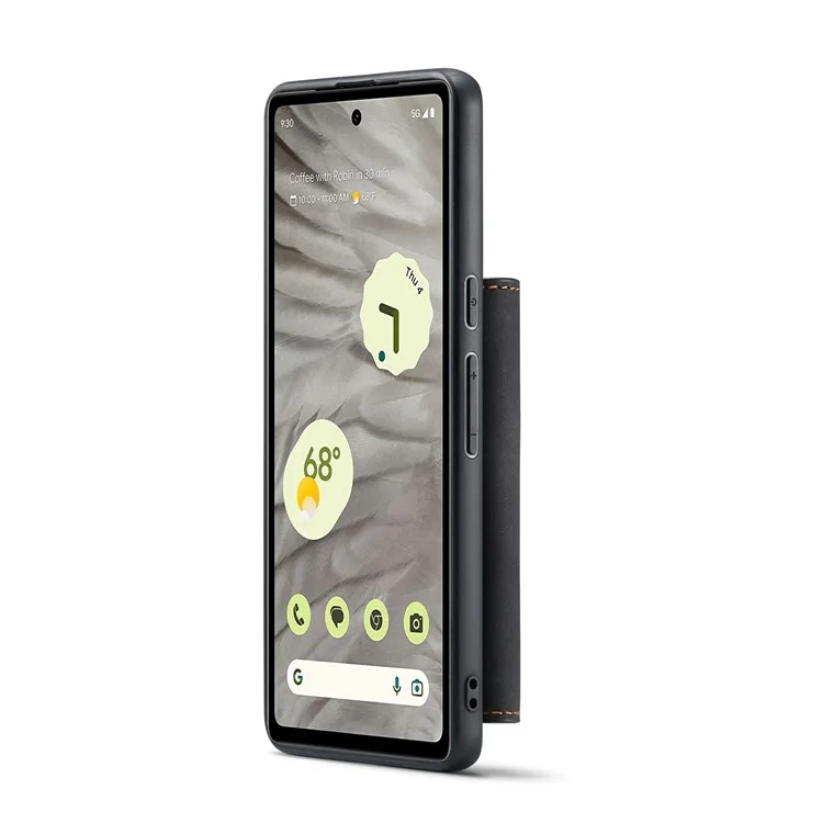 DG.MING M1 Series for Google Pixel 8a Case Kickstand Leather Back Phone Cover with Detachable Wallet - Black