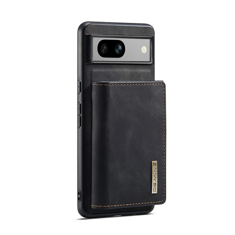 DG.MING M1 Series for Google Pixel 8a Case Kickstand Leather Back Phone Cover with Detachable Wallet - Black
