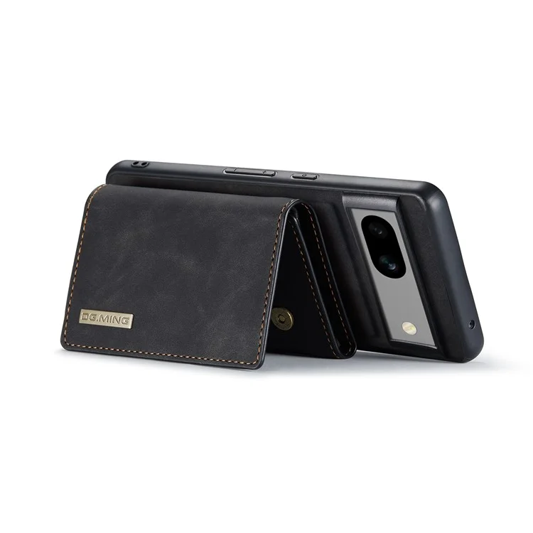DG.MING M1 Series for Google Pixel 8a Case Kickstand Leather Back Phone Cover with Detachable Wallet - Black