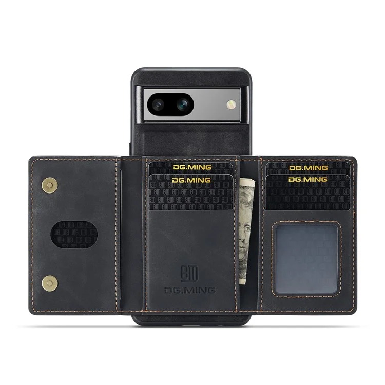 DG.MING M2 Series per Google Pixel 8a Custodia Portafoglio Staccabile Rivestita in Pelle PC+TPU Cover per Telefono - Nero