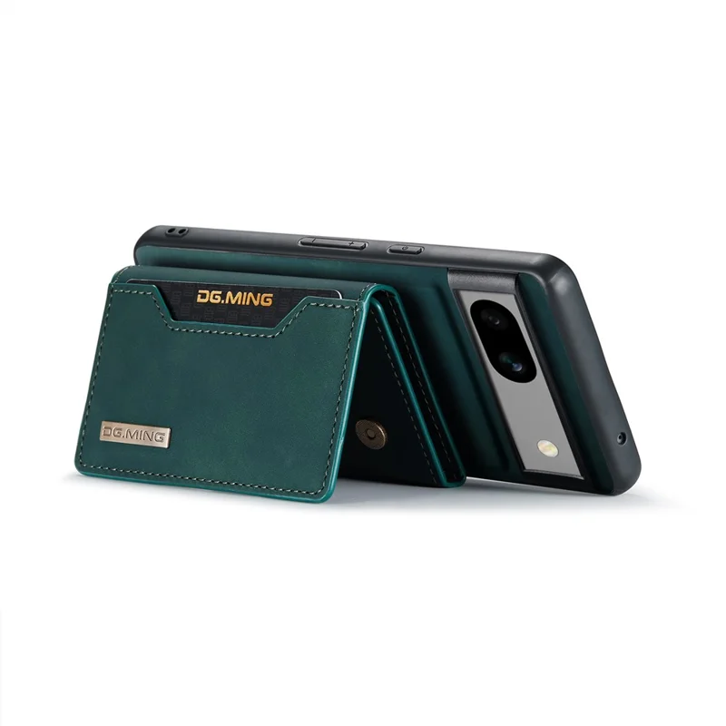 DG.MING M2-serie til Google Pixel 8a, aftagelig tegnebogstilfæld med lærredslagnet PC+TPU telefonbeskytning - Grøn