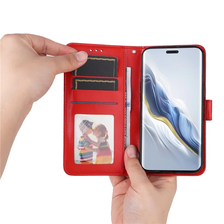 For Honor Magic6 Pro 5G Anti-Scratch Wallet Stand Phone Case Sunflower Leather Stand Mobile Phone Cover - Red