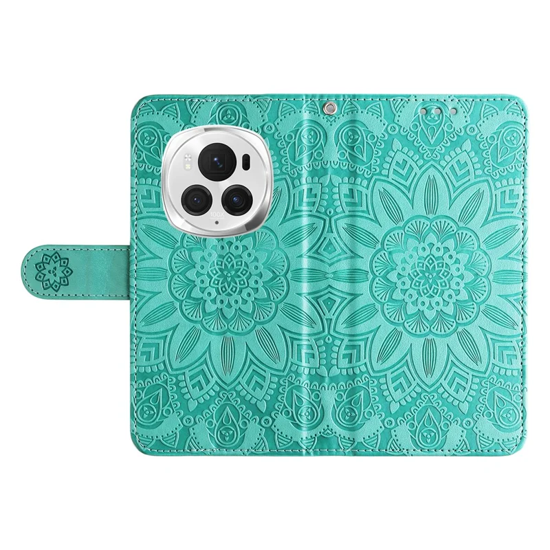 For Honor Magic6 Pro 5G Anti-Scratch Wallet Stand Phone Case Sunflower Leather Stand Mobile Phone Cover - Green