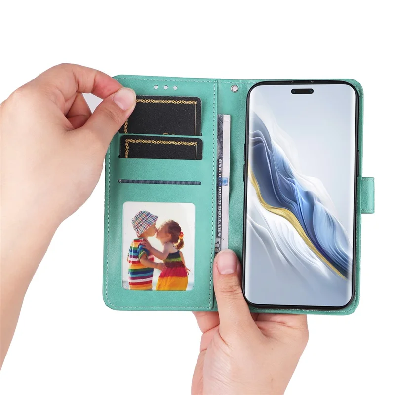 For Honor Magic6 Pro 5G Anti-Scratch Wallet Stand Phone Case Sunflower Leather Stand Mobile Phone Cover - Green