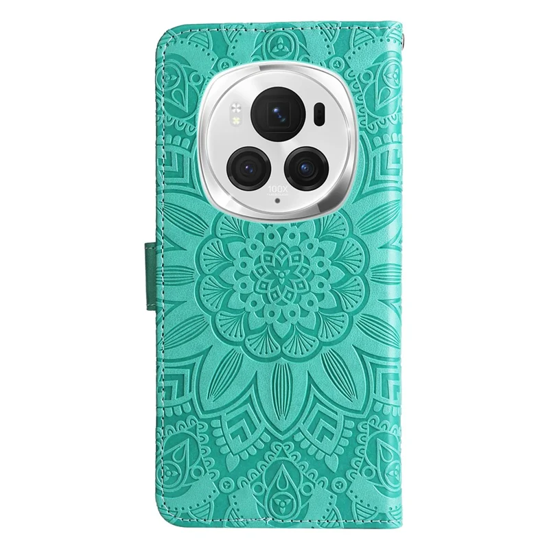 For Honor Magic6 Pro 5G Anti-Scratch Wallet Stand Phone Case Sunflower Leather Stand Mobile Phone Cover - Green