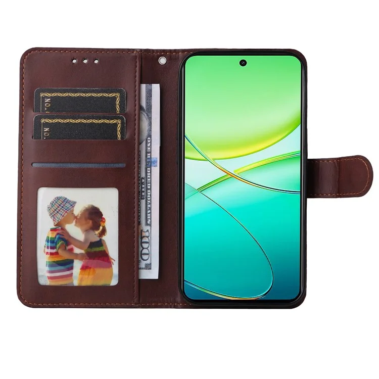 Pour vivo Y38 5G / Y200i / T3x Wholesale Flip Phone Case Magnetic Clasp Leather Flip Wallet Phone Cover - Brun