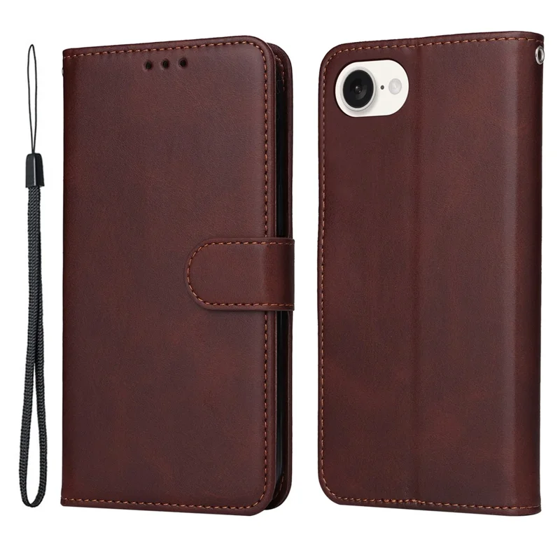Per iPhone SE (2024) Custodia in pelle per telefono Fermaglio magnetico Flip Wallet Phone Stand Cover - Marrone