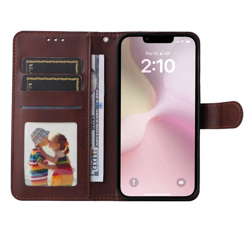 Per iPhone SE (2024) Custodia in pelle per telefono Fermaglio magnetico Flip Wallet Phone Stand Cover - Marrone