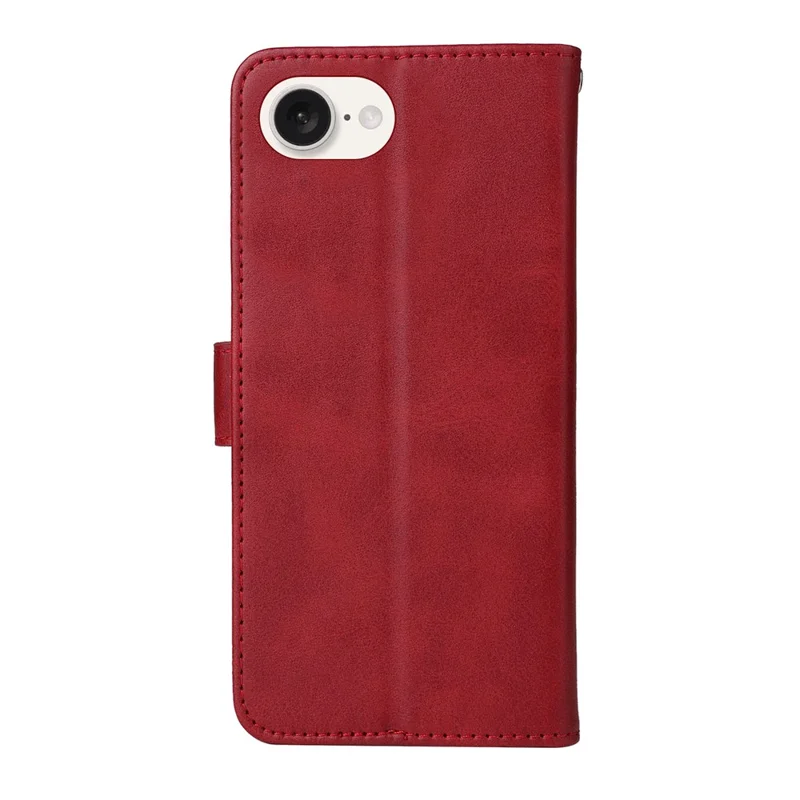 For iPhone 17e / 16e Leather Phone Case Magnetic Clasp Flip Wallet Phone Stand Cover - Red