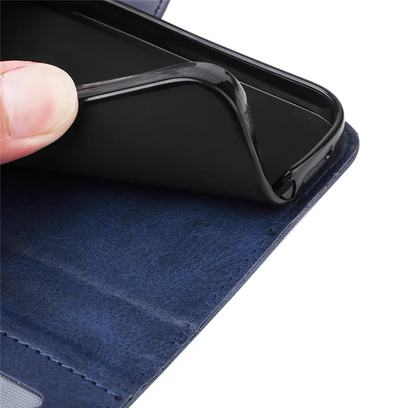 For iPhone 17e / 16e Leather Phone Case Magnetic Clasp Flip Wallet Phone Stand Cover - Blue