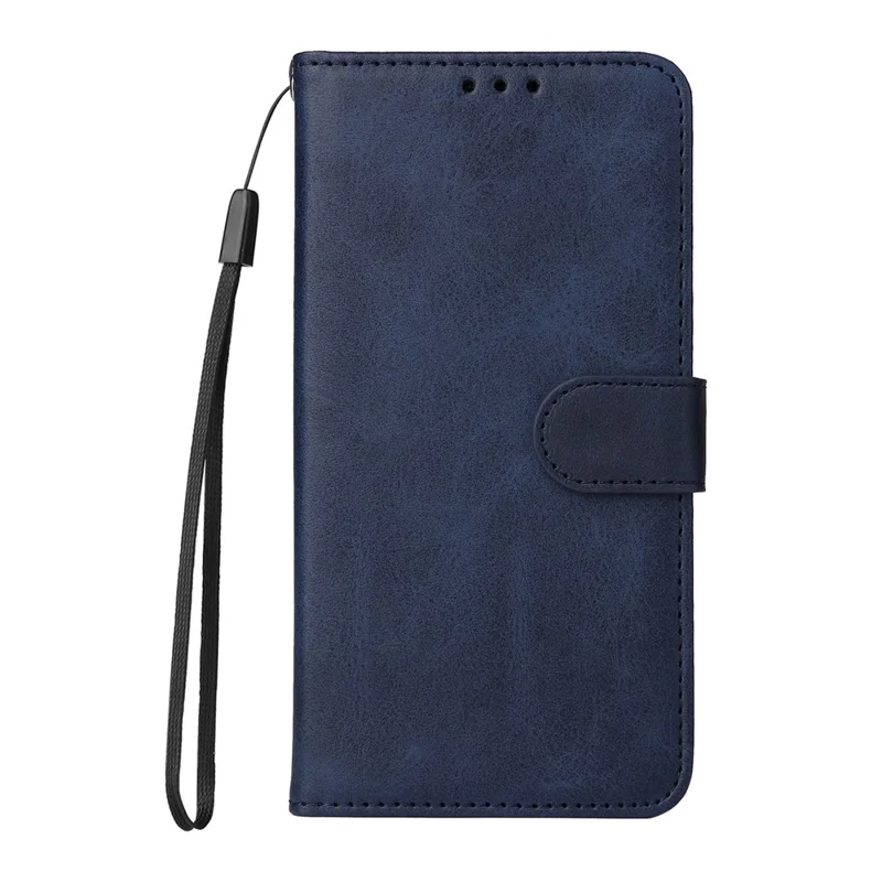 For iPhone 17e / 16e Leather Phone Case Magnetic Clasp Flip Wallet Phone Stand Cover - Blue
