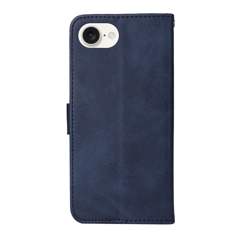 For iPhone 17e / 16e Leather Phone Case Magnetic Clasp Flip Wallet Phone Stand Cover - Blue