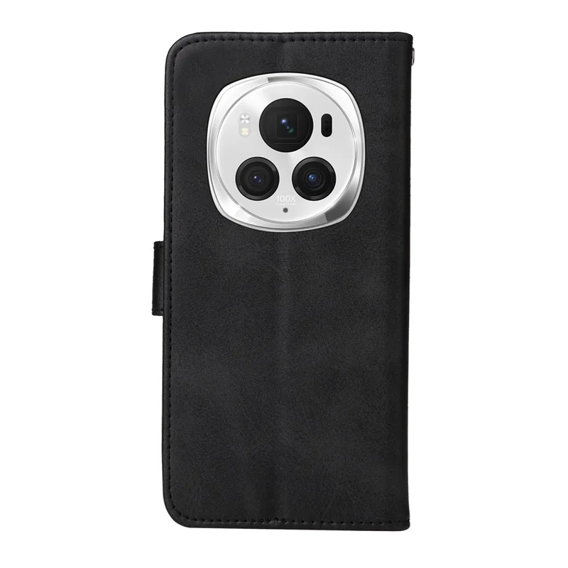 For Honor Magic6 Pro 5G Magnetic Phone Case Anti-Scratch Leather Flip Wallet Stand Phone Cover - Black