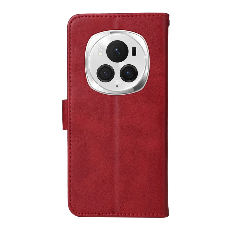 For Honor Magic6 Pro 5G Magnetic Phone Case Anti-Scratch Leather Flip Wallet Stand Phone Cover - Red