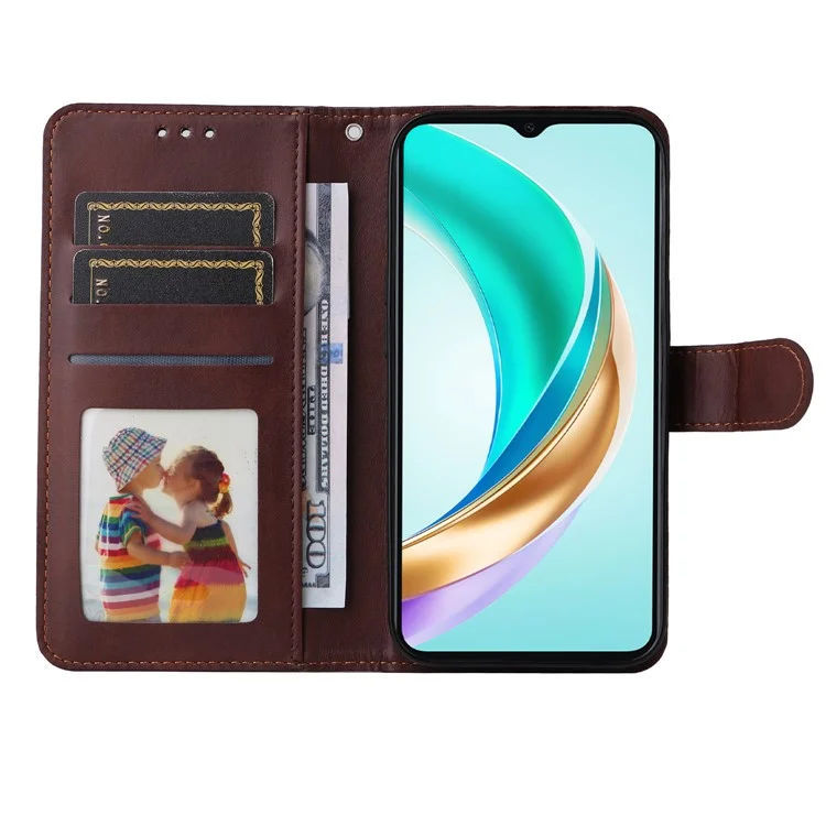 Оптовые чехлы для телефонов для Honor Play 50m / Play 50 Магнитный чехол-книжка из искусственной кожи с подставкой - коричневый