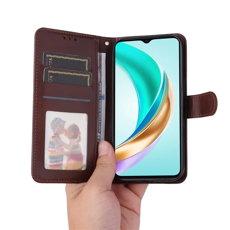 Оптовые чехлы для телефонов для Honor Play 50m / Play 50 Магнитный чехол-книжка из искусственной кожи с подставкой - коричневый