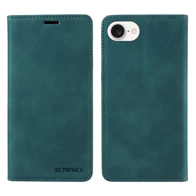 BETOPNICE 003 For iPhone 16e Wallet Case RFID Blocking Leather+TPU Shockproof Phone Shell - Green