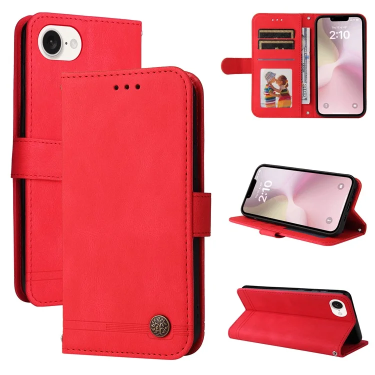 Étui pour iPhone SE (2024) Fermoir magnétique Folio Flip Stand Cuir + TPU Étui de téléphone - Rouge