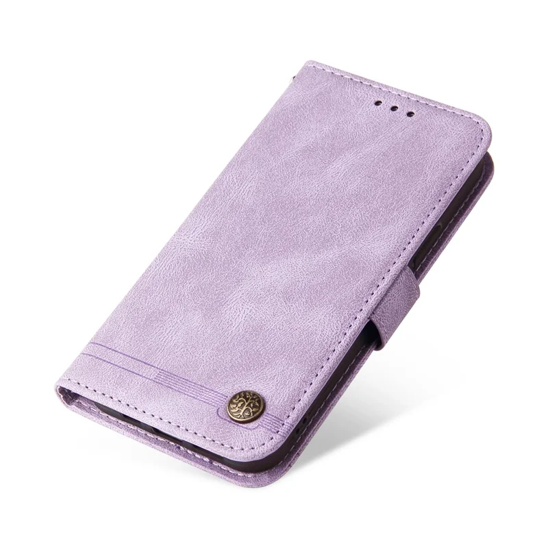For iPhone 16e Leather Wallet Cases Skin Touch Phone Cover Stand with Strap - Purple