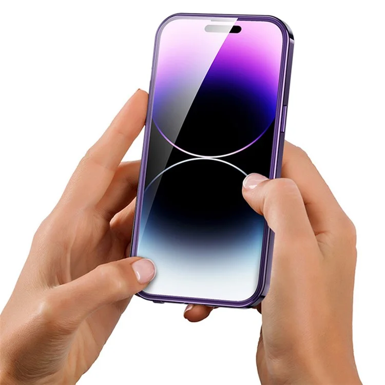 For iPhone 12 Pro Max Clear Case Acrylic+Tempered Glass Phone Protector Compatible with Magsafe - Dark Purple