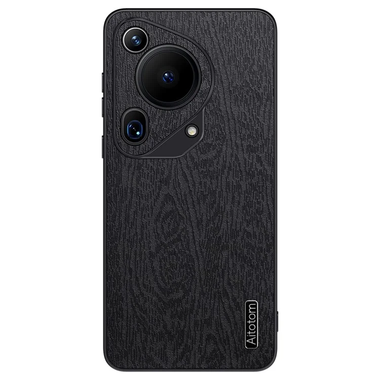 Per Huawei Pura 70 Ultra Cases Wood Texture PU+PC+TPU Phone Cover - Nero