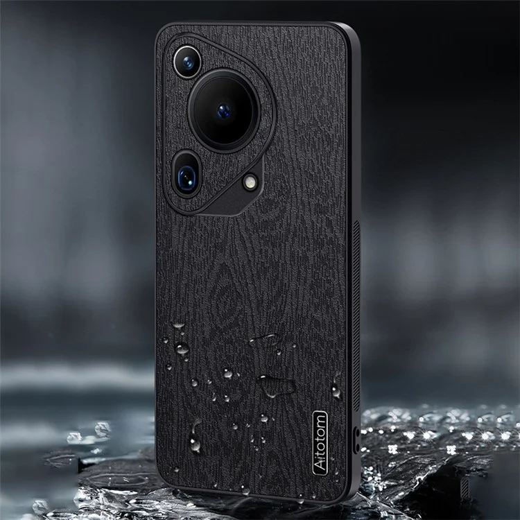 Per Huawei Pura 70 Ultra Cases Wood Texture PU+PC+TPU Phone Cover - Nero