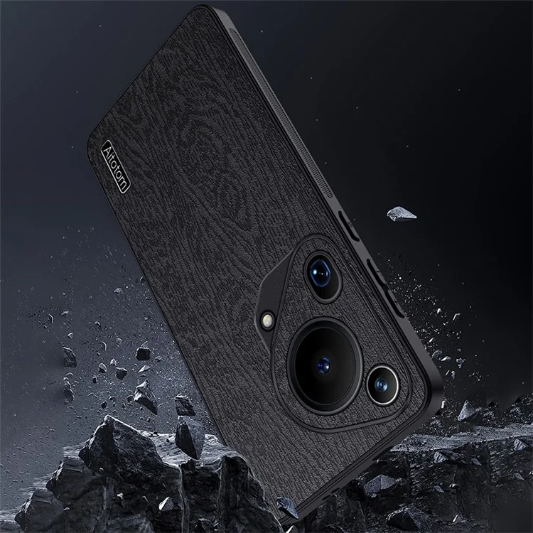 Per Huawei Pura 70 Ultra Cases Wood Texture PU+PC+TPU Phone Cover - Nero