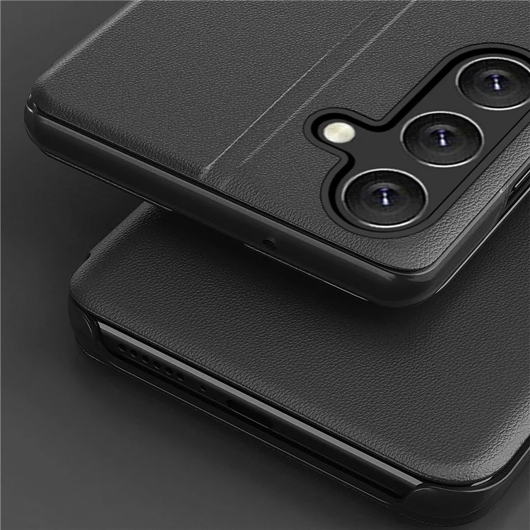 Para Samsung Galaxy M55 5G / C55 5G / F55 5G Funda de Cuero con Soporte y Ventana - Negro