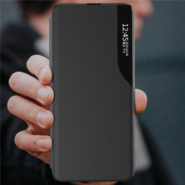 Para Samsung Galaxy M55 5G / C55 5G / F55 5G Funda de Cuero con Soporte y Ventana - Negro