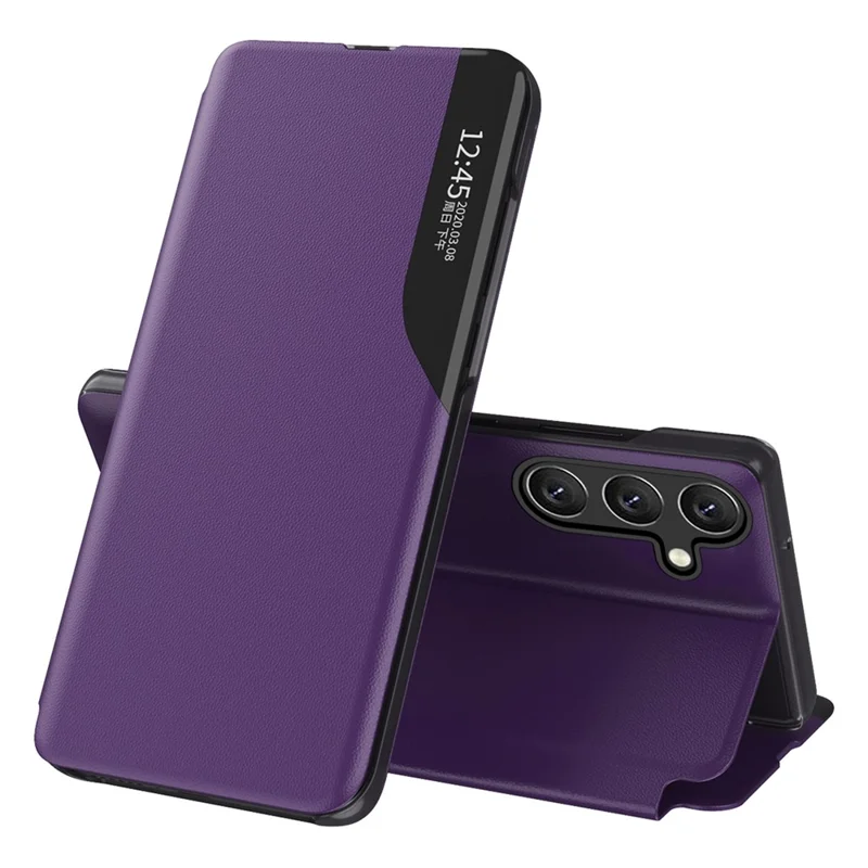 For Samsung Galaxy M55 5G / C55 5G / F55 5G Case View Window PU Leather Stand Cover - Purple